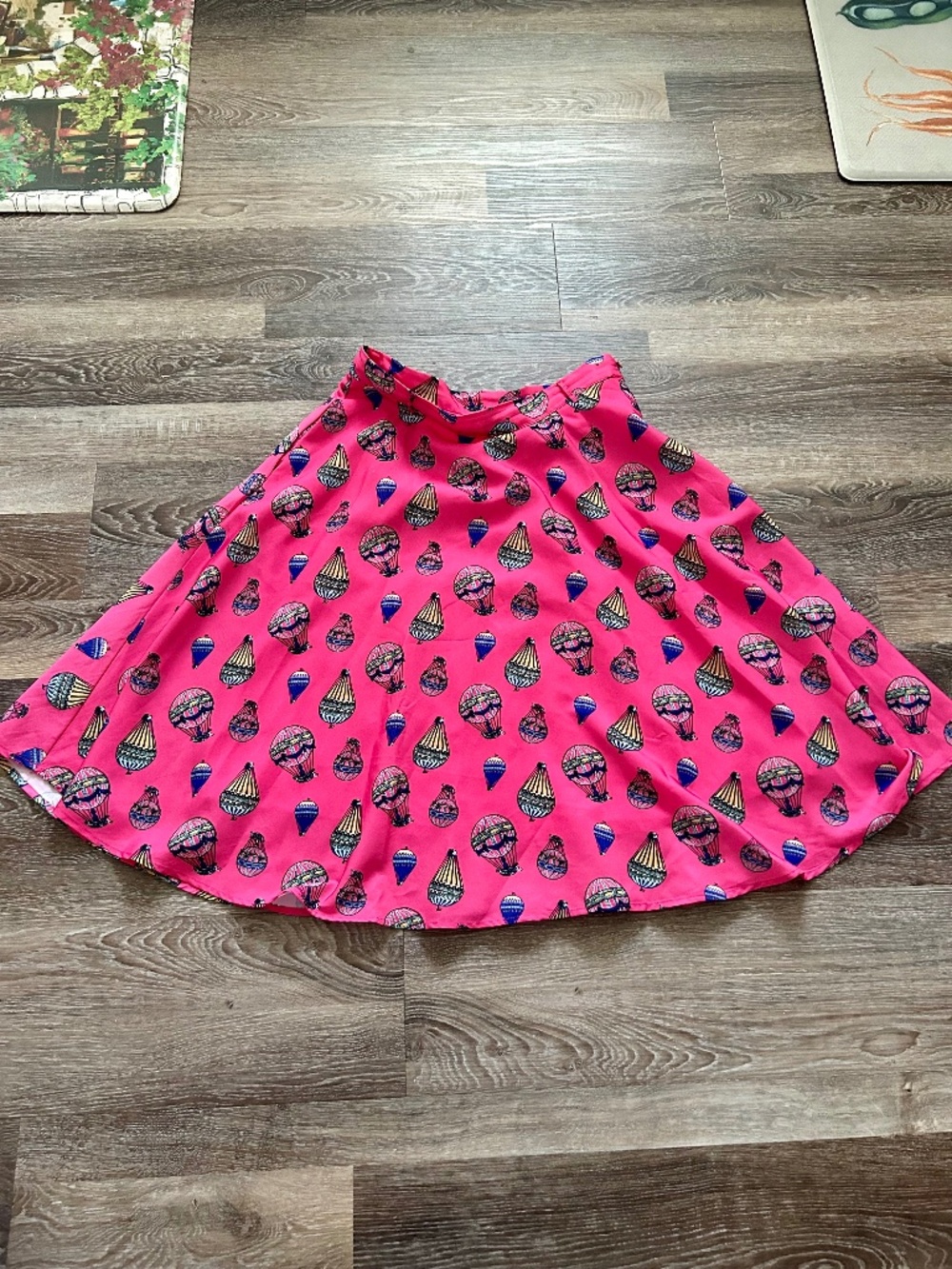 ModCloth Sz Large Just This Sway Hot Air Balloon Circle Skirt Pink Retro Pink